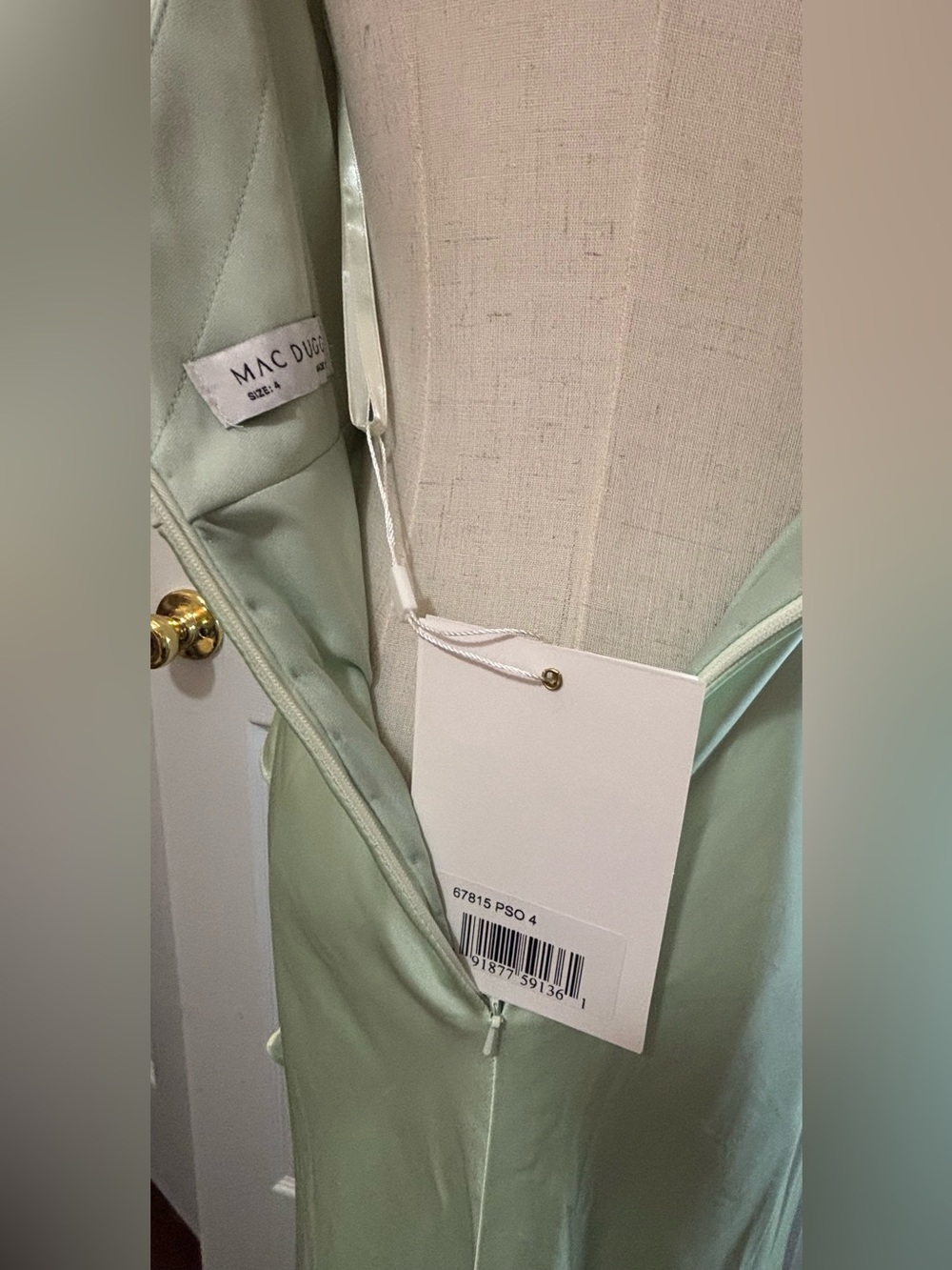 IEENA For Mac Duggal Pistachio Green Ruffle Asymmetrical Satin Eve Gown #67815 - Picture 7 of 13